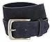 Men's Belt Rounded Edge Heel Bar Buckle Casual Jean Suede Leather Belt 1 1/2