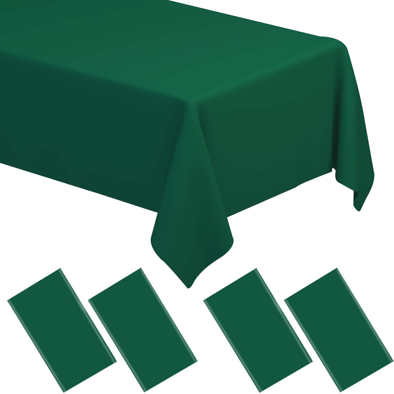 WNINK 4 Pack Dark Green Plastic Tablecloth