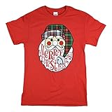Plaid Santa Merry Christmas Y'all Red T-Shirt - Tees2urdoor