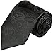 Paul Malone Necktie, Pocket Square and Cufflinks 100% Silk Black Paisley