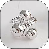 FUTIMELY Chunky Ball Statement Rings,14K Gold Irregular Triple Round Ball Open Ring Fashion Thick Double Ball Knuckle Rings Party Trendy Minimalist Jewelry