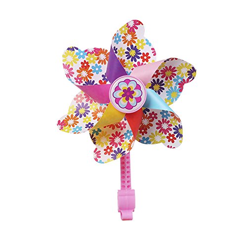 MINI-FACTORY Bike Handlebar Pinwheel for Girls, Bike Accessory Decoration Wind Spinner for Kid's Bicycle (Colorful Flowers)