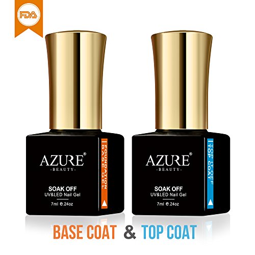 Gel Base and Top Coat Set Azure Beauty for Soak Off Gel Nail Polish Set