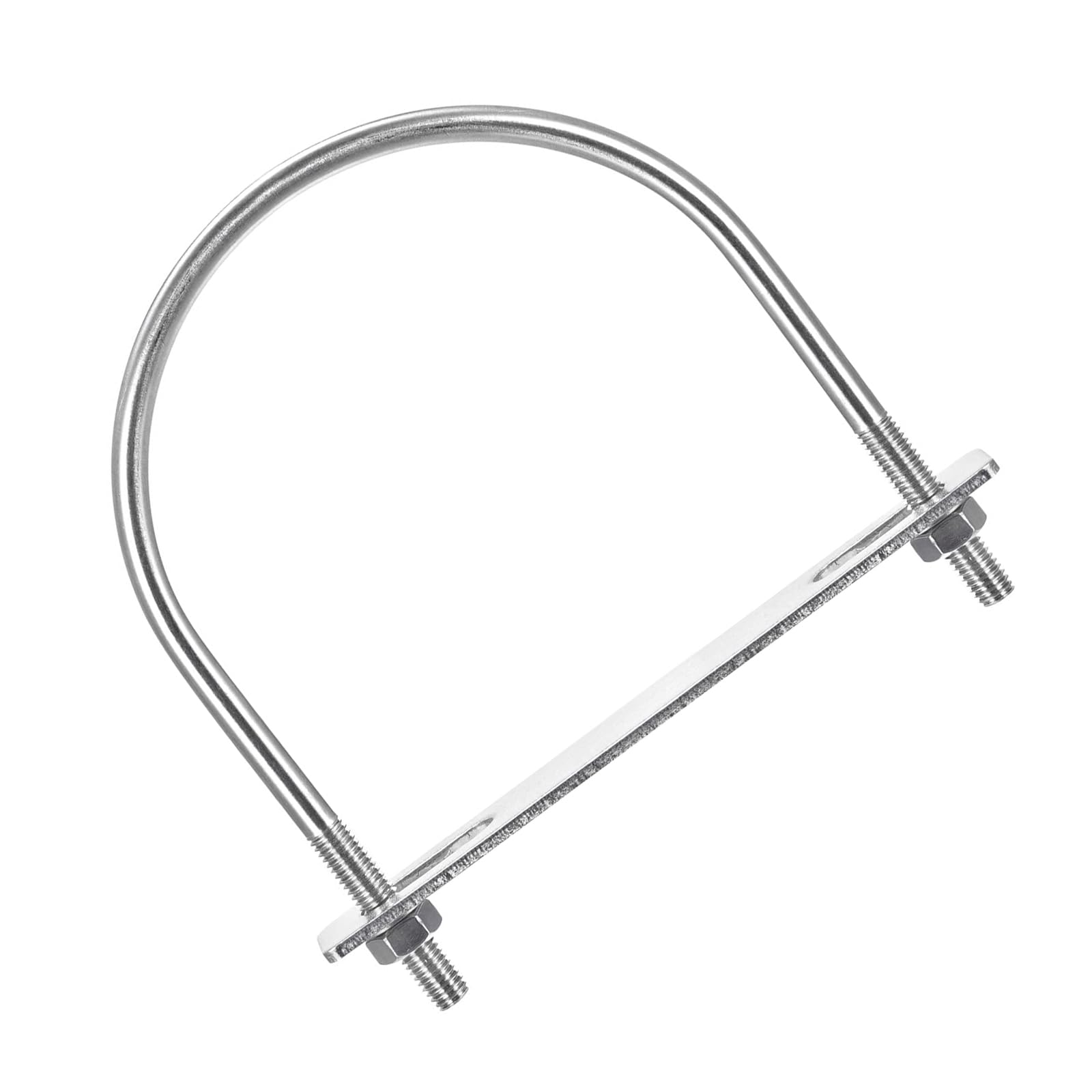 MACHSWON Round U-Bolt,2 Set 304 Stainless Steel M8 U Bolts 114mm(4.5") Inner Width 141mm Length with Nuts and Frame Plate for Automobiles Boat Trailer