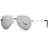Kids Polarized Aviator Sunglasses for Little Girls Boys Juniors Teenagers, Two Sizes 50MM 52MM