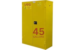 Jamco 45 Gallon Flammable Safety Cabinet, Steel Flammable Storage Cabinet with Lockable Self-Closing Doors, Non Forkliftable, 43" x 18" x 65", Yellow