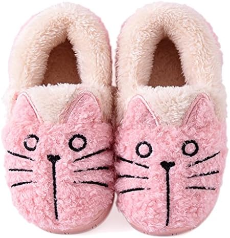 Wishwhat Toddler Little Kid Cat Pattern Kids Warm Slippers Home Slippers (6 M Toddler, Pink)
