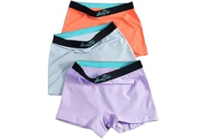 BOXETTES Girls' Boxer Briefs. 3-pack sampler Cotton, Modal and Nylon Mesh. Sensory-friendly. Full-coverage. Super soft. Tagless.