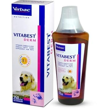 Virbac VITABEST DERM Oral Supplement for Dogs and Cats - 250ml by Jolly and Cutie Pets