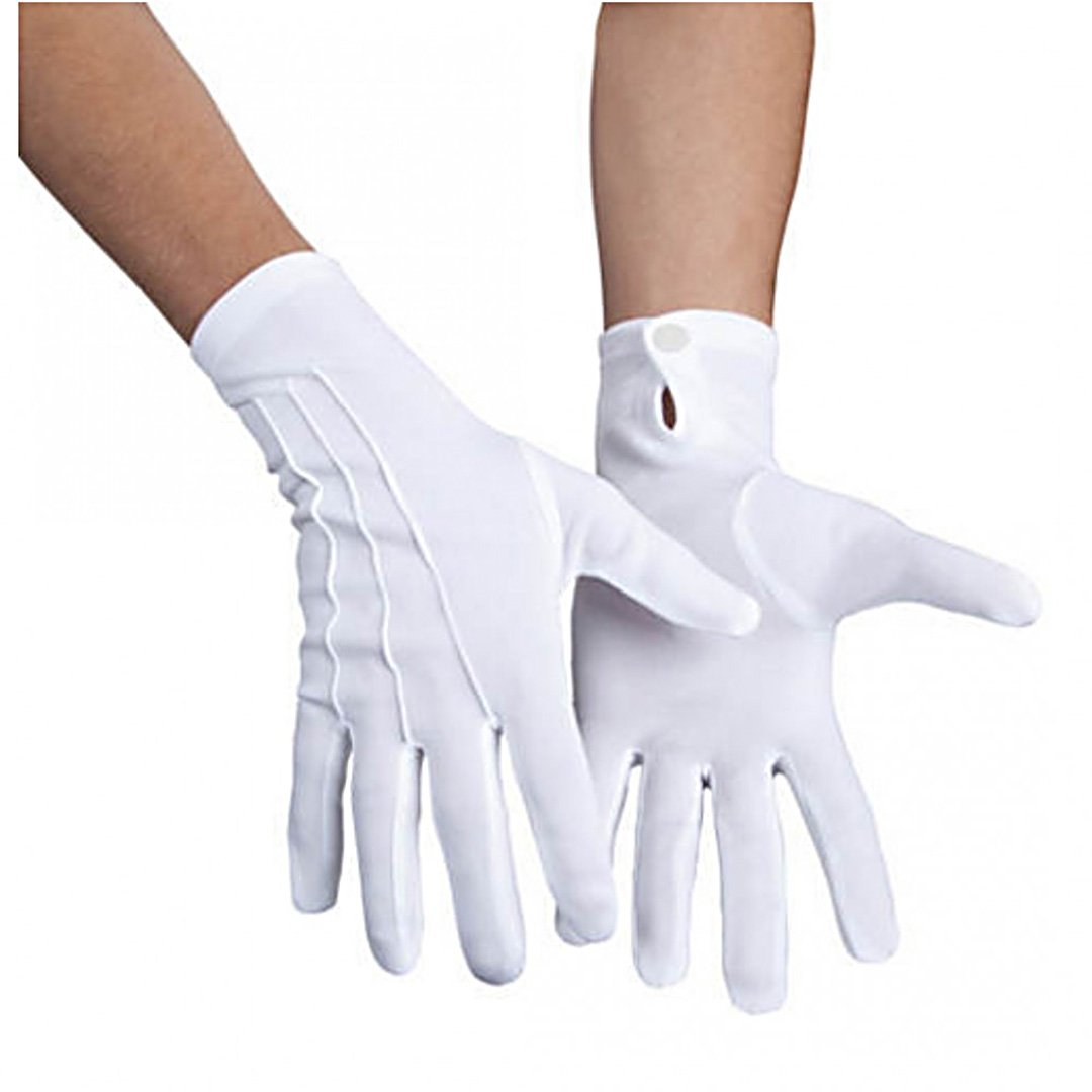 Festartikel Müller 900.180.02 Women's Gloves with Button Cotton White Size S-M Fancy Dress