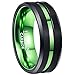 Nuncad 8mm Tungsten Carbide Wedding Band with Groove Black Tungsten Rings Beveled Edge Size 9