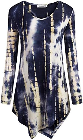 Sixother Women Long Sleeve Office Blouse, Female Tunic Tops for Leggings Lightweight Comfy Shirt Tops Scoop Neck Flowy Spring Blouses M