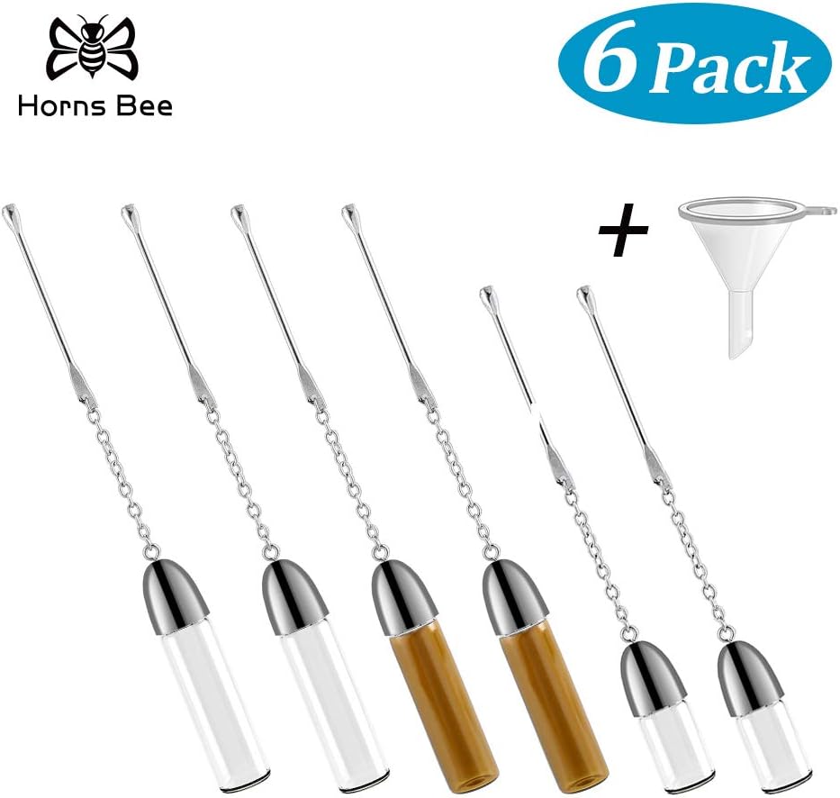 Snuff Bullet Bottle with Spoon,6 pack Including a Micro Funnel,All are Packed in Portable Box