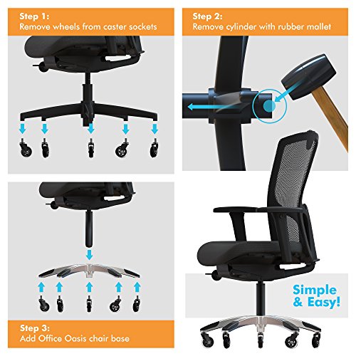 Office Chair Base Replacement - Heavy Duty Office Chair Parts to Repair Your Swivel Chair Bottom - Strong Aluminum Metal Legs Help Your Desk Chair Last a Lifetime - Universal Standard Size (Silver)