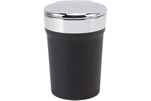 GFRGFH Car Ashtray with Lid, Portable Ashtray for Car, Mini Car Smokeless Ash Tray Trash Can, with LED Blue Light, Windproof for Outdoor Travel, Home Use