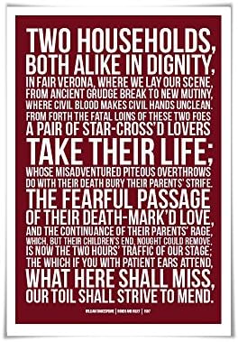 Romeo &amp; Juliet Quote Art Print. 60 Colours/3 Sizes. William Shakespeare Play. Theatre Poster