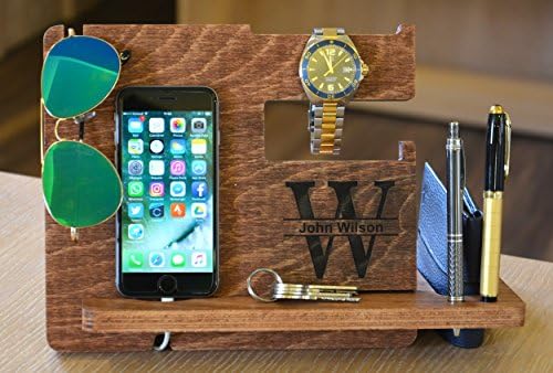 Dock Station, Gift for him, Docking Station, Organizer Station, Wood dock station, phone stand, nightstand valet, custom, Birthday gift, Anniversary, Gift for dad, Gift for boyfriend, iPhone