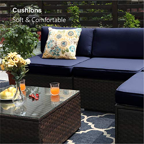 PHI VILLA 5Piece Outdoor Furniture Set Rattan Wicker Patio Sectional
