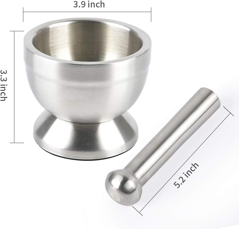 Mortar and Pestle, Sopito 18/8 Stainless Steel Spice Grinder Pill Crusher with Lid for Crushing Grinding Ergonomic Design with Anti Slip Base and Comfy Grip: Kitchen & Dining