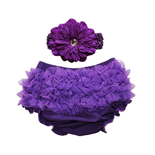 Baby Diaper Cover, Misaky Infant Girls lace Ruffle Panties Briefs Pants (S, Purple)