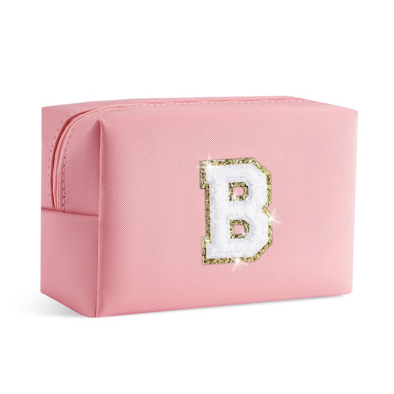 SEFORICO Small Makeup Bags for Women - Waterproof Leather Cosmetic Bag A-Z Personalized Bag Portable Travel Women's Purse Girls Gifts