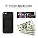 iPhone 6/6s Wallet Case, ZVE iPhone 6s case Card Holder, iPhone6 case with Credit Card Holder & ID Card Slot-Apple iphone6/6s-Durable Shockproof Cover for Apple iPhone6 Black-Black