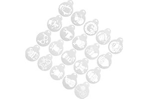 LOORGVEL 20Pcs Christmas Hollow Stencils for Coffee Cake Painting Reusable Plastic Mousse Cake Templates for