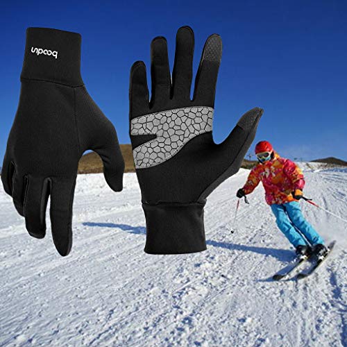 Unisex Winter Gloves, Warm Thermal Gloves Running Gloves Cold Weather Gloves Driving Riding Cycling Gloves Outdoor Sports Gloves for Men and Women (Black, L)