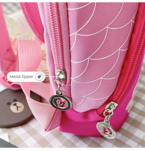 3D Animal Children School Backpack for Girls Mermaid Backpack and Animal Preschool Backpack Childrens for Toddlers (Pink-Rose Hair)