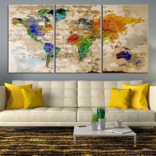 World Map Wall Art by My Great Canvas 3 Piece Multi Panel