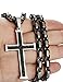 FIBO STEEL Stainless Steel Carbon Fiber Cross Pendant Necklace for Men Byzantine Chain Necklace 5MM,24 Inches