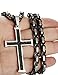 FIBO STEEL Stainless Steel Carbon Fiber Cross Necklace for Men Byzantine Chain...