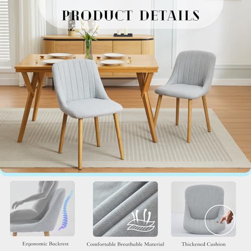 Garvee Dining Chairs Set of 2 - Modern Upholstered Kitchen Chairs with Ergonomic Backrest, 300Lbs Capacity & Oak Wood Legs for Dining Room, Home, Restaurant