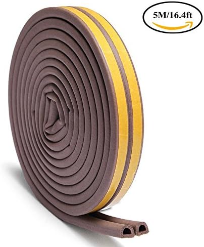 Door window Anti-collision Self Adhesive Rubber Foam Seal Strip Soundproofing Weatherstrip waterproof Seal (D model, Brown)