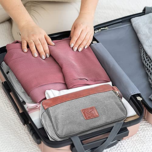SEEMEROAD Toiletry Bag for Men, Travel Toiletries Bag|Water-resistant Dopp Kit, Leather Shaving Organizer for Cosmetic, Hygiene (L, Gray)
