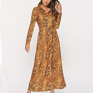 51n7sKczRcL. SS300 LIUXING Vestido Camisa de Vestir de Piel de Serpiente de la Solapa de Las Mujeres del otoño de un Solo Pecho Moda (Color… 51n7sKczRcL. SS300