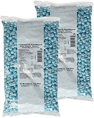Celebration by Frey Chocolatey Shimmer Powder Blue Sixlets, 2 Pounds - Pack of 2
