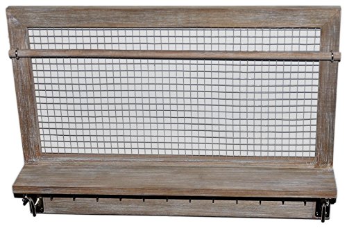 Spiretro Wall Mount Jewelry Organizer Holder with Hooks Shelf Rod hanging Earrings Necklaces Bracelets Rings Storage Accessories Rustic Reclaimed Wood