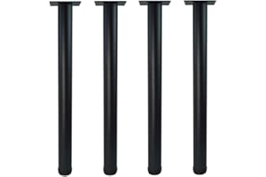 QLLY 26 inch Adjustable Metal Desk Legs, Office Table Furniture Leg Set, Square Mounting Plate, Set of 4 (26 inch, Matt Black)