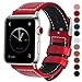 Fullmosa Compatible Apple Watch Band Leather 49mm 46mm 45mm 44mm 42mm 41mm 40mm 38mm for iWatch Ultra2/Ultra/SE/SE2/Series 10/9/8/7/6/5/4/3/2/1,42mm/44mm/45mm/46mm/49mm Red + silver buckle