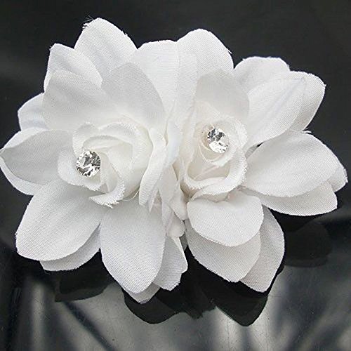AKOAK New Beauty Women's Bridal Wedding Rhinestone Orchid Hair Clip Barrette Bridal Wedding Party Women Accessories (1Pcs,White)