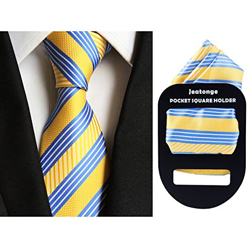Lot 6 Pcs Mens Ties and 6 Free Matching Pocket Squares, Men's Classic Tie Necktie Woven Jacquard Neck Ties Gift box packing (6+6 style 08)