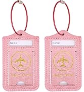 WALNEW Luggage Tag- Initial Bag Tag with Stainless Steel Loop Suitcase Label 2 Pieces Set