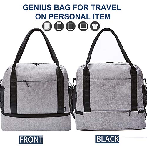 Carryon Tote Bag with Bottom Zippered Compartment, Slides over Luggage