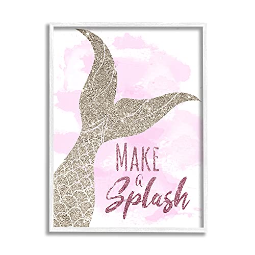 Stupell Industries Make A Splash Sentiment Glam Mermaid Fin