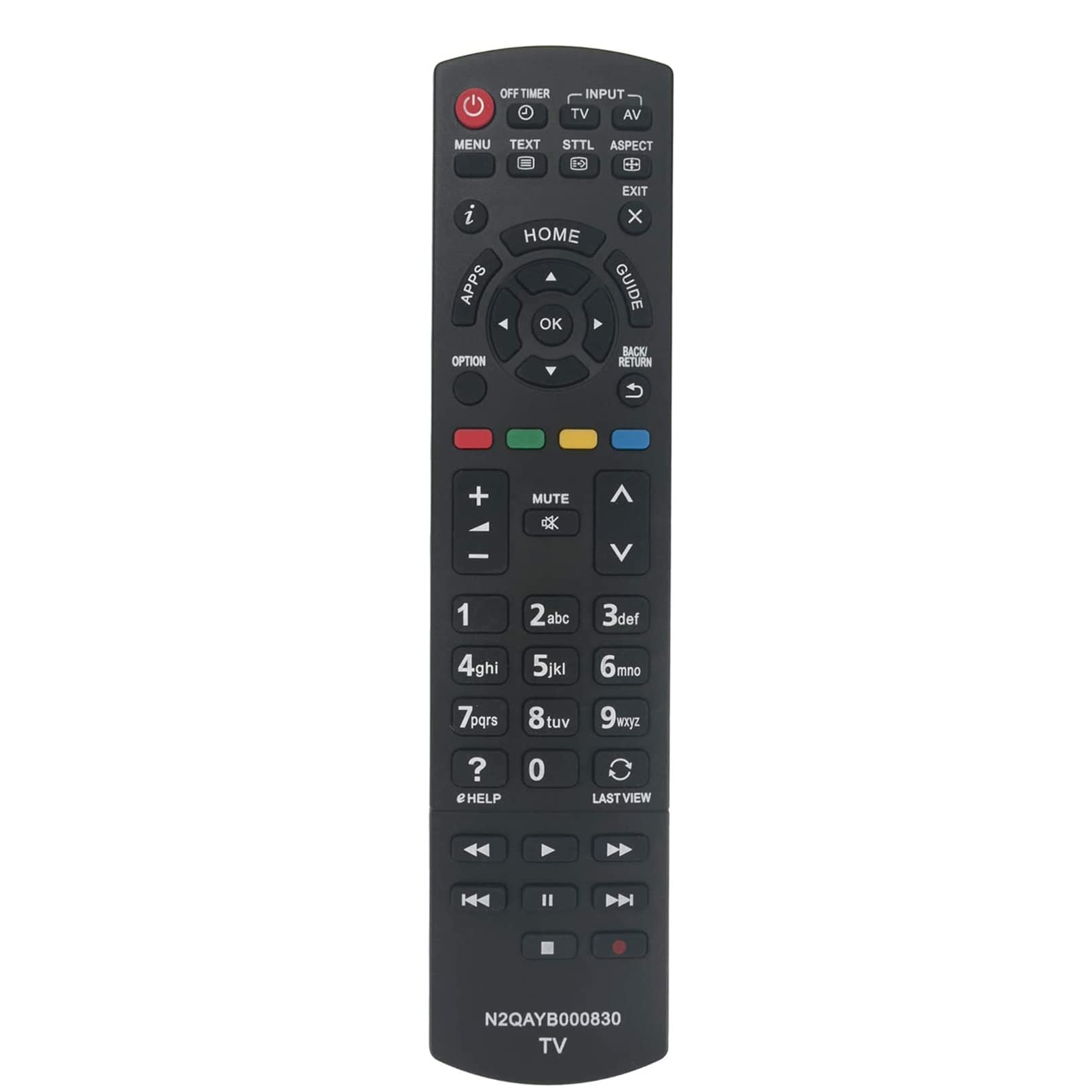 VINABTY N2QAYB000830 Replacement Remote Control Compatible with Panasonic TV TX-L24XW6 TX-L32BL6B TX-L32BL6E TX-L32BL6Y TX-L32EF62 TX-L32EN63 TX-L32ES61 TX-39ASW504 TX-39ASW604 TX-42AS500E