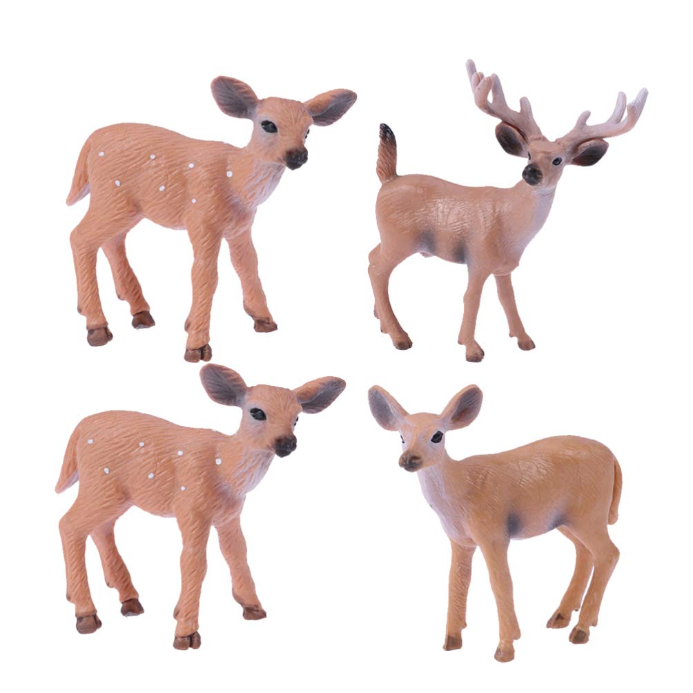 NUOBESTY 4 Pcs Christmas Reindeer Figures Resin Elk Reindeer Art Animal Sculpture Ornament Christmas Holiday Centerpieces Table Decorations Party Supplies Favors