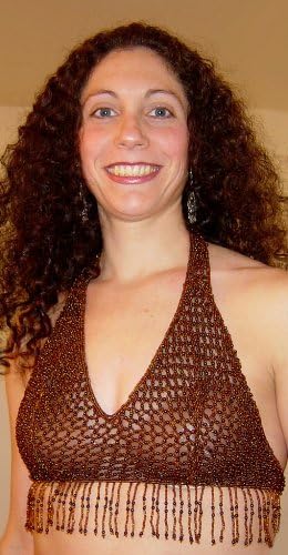 Copper Brown Beaded Bra/Bra Cover with Fringe