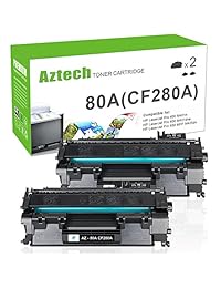 Aztech - Cartucho de tóner para HP Laserjet 80A CF280A 80X CF280X (2 unidades), color negro