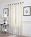 2 Piece GEO Flocked Sheer Grommet Window Curtain Panels 38